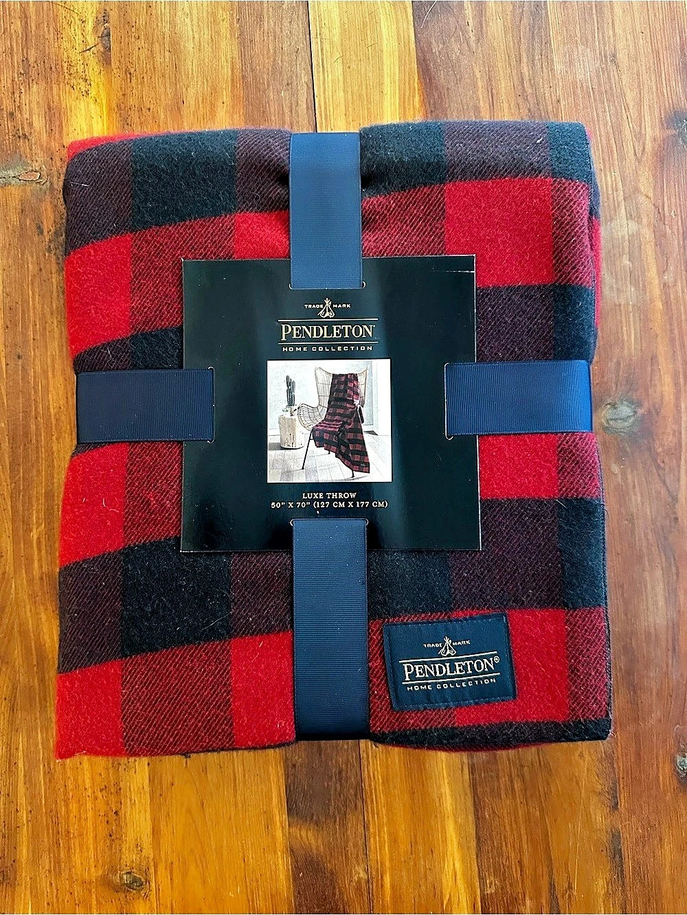 Pendleton Luxe Throw Plaid Throw in Red & Black NWT